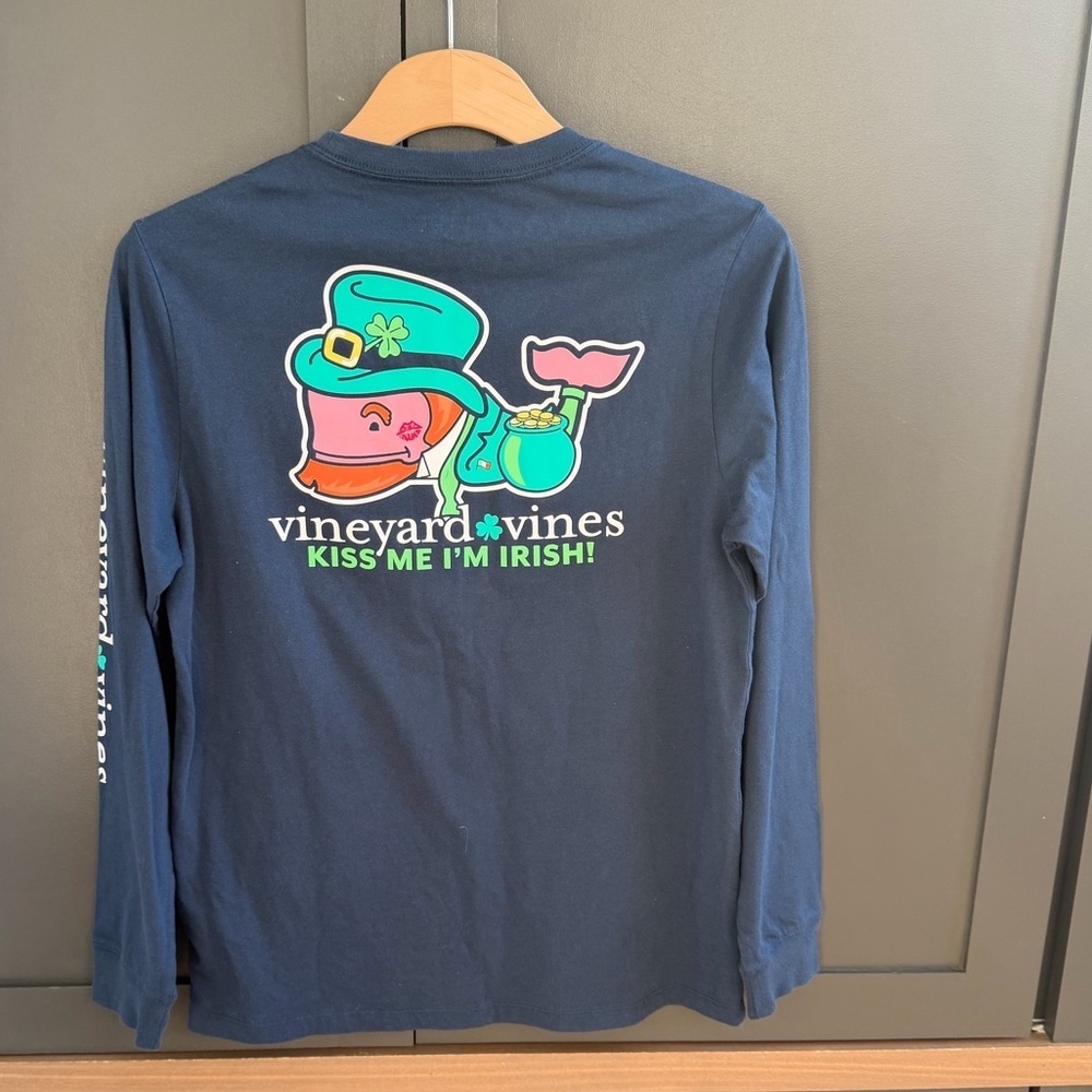 Vineyard Vines | Kiss Me I’m Irish Navy Long Sleeve Tee | L | St. Patrick’s Day